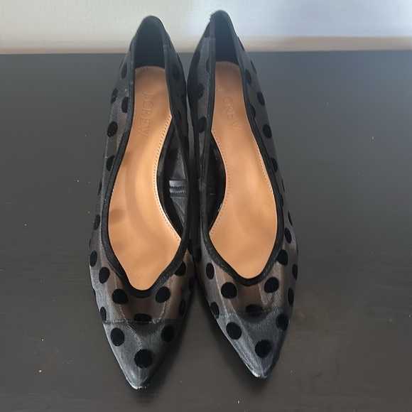 J. Crew Factory Esme mesh polka dot kitten heels shoes BC189 Black - Picture 11 of 12